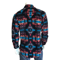 Men's Native Pattern Fleece Western Shirt in Black