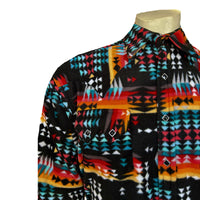 Men's Native Pattern Fleece Western Shirt in Black & Red