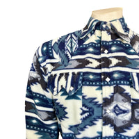 Men's Native Pattern Fleece Western Shirt in Blue & Navy
