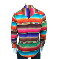 Men's Serape Pattern Fleece Western Shirt in Brown & Purple