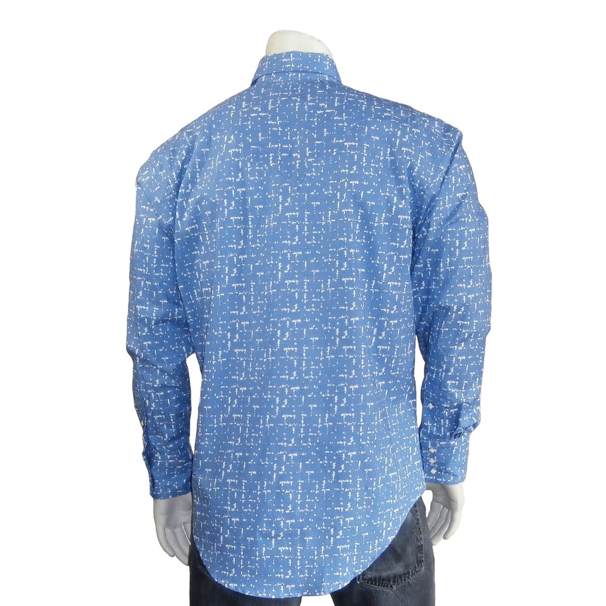 Men's Vintage Blue Ikat Print Western Shirt