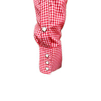 Men's Slim Fit Red Gingham Check Western Shirt