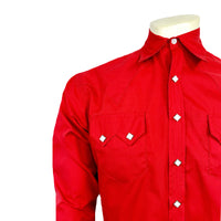 Men's Slim Fit Red Cotton Blend Western Shirt