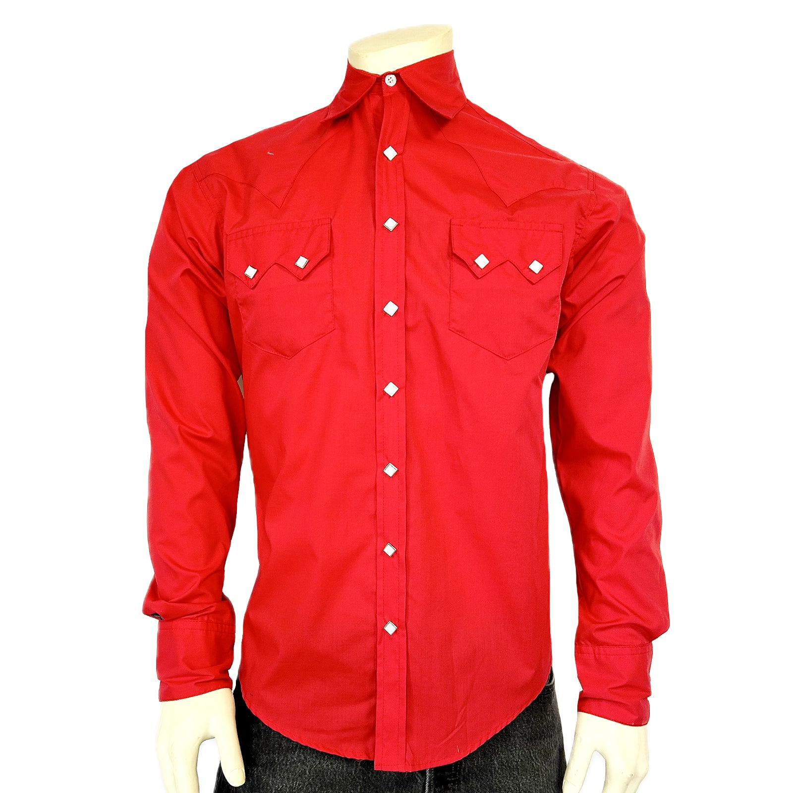 Men's Slim Fit Red Cotton Blend Western Shirt