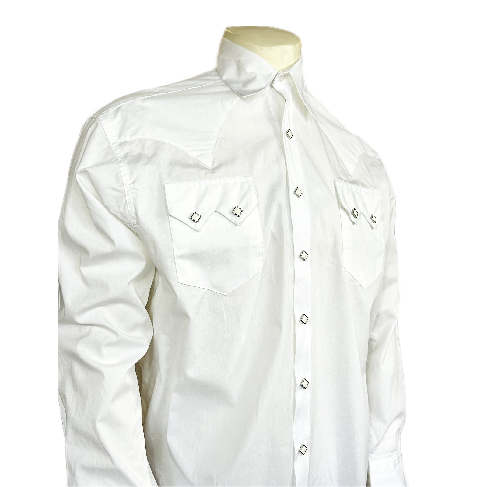 Men's Slim Fit White Cotton Blend Western Shirt