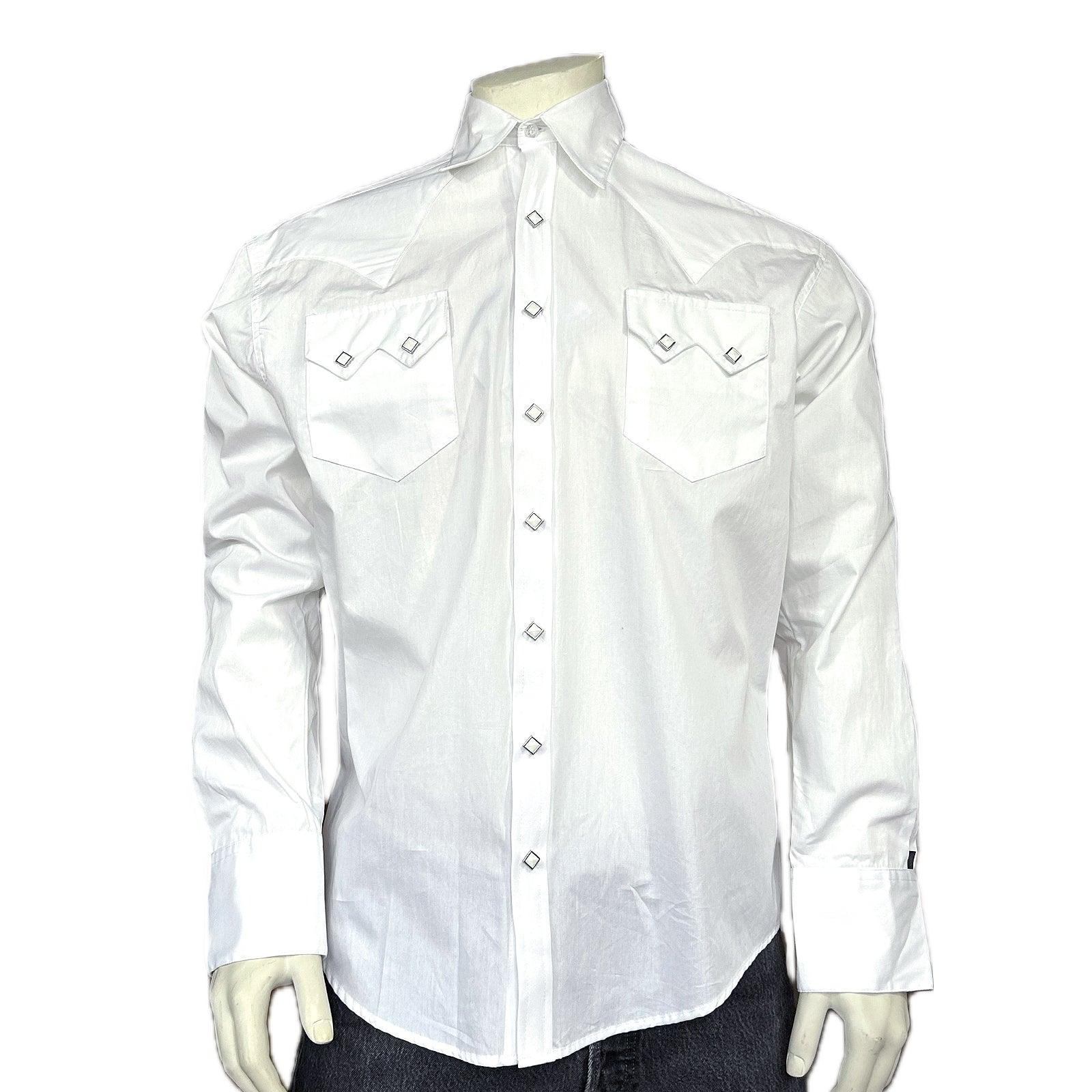 Men's Slim Fit White Cotton Blend Western Shirt