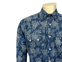 Men's Long Sleeve Navy Floral Print Western Shirt