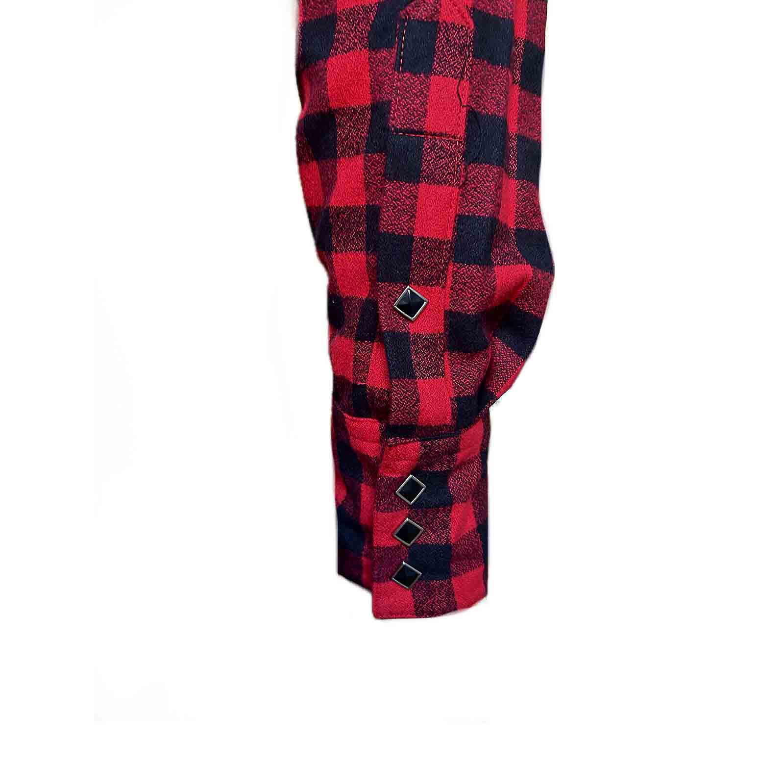 Men's Plush Flannel Red & Black Buffalo Check Western Shirt