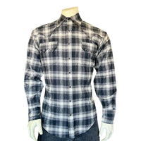 Men's Plush Flannel Black & White Plaid Western Shirt