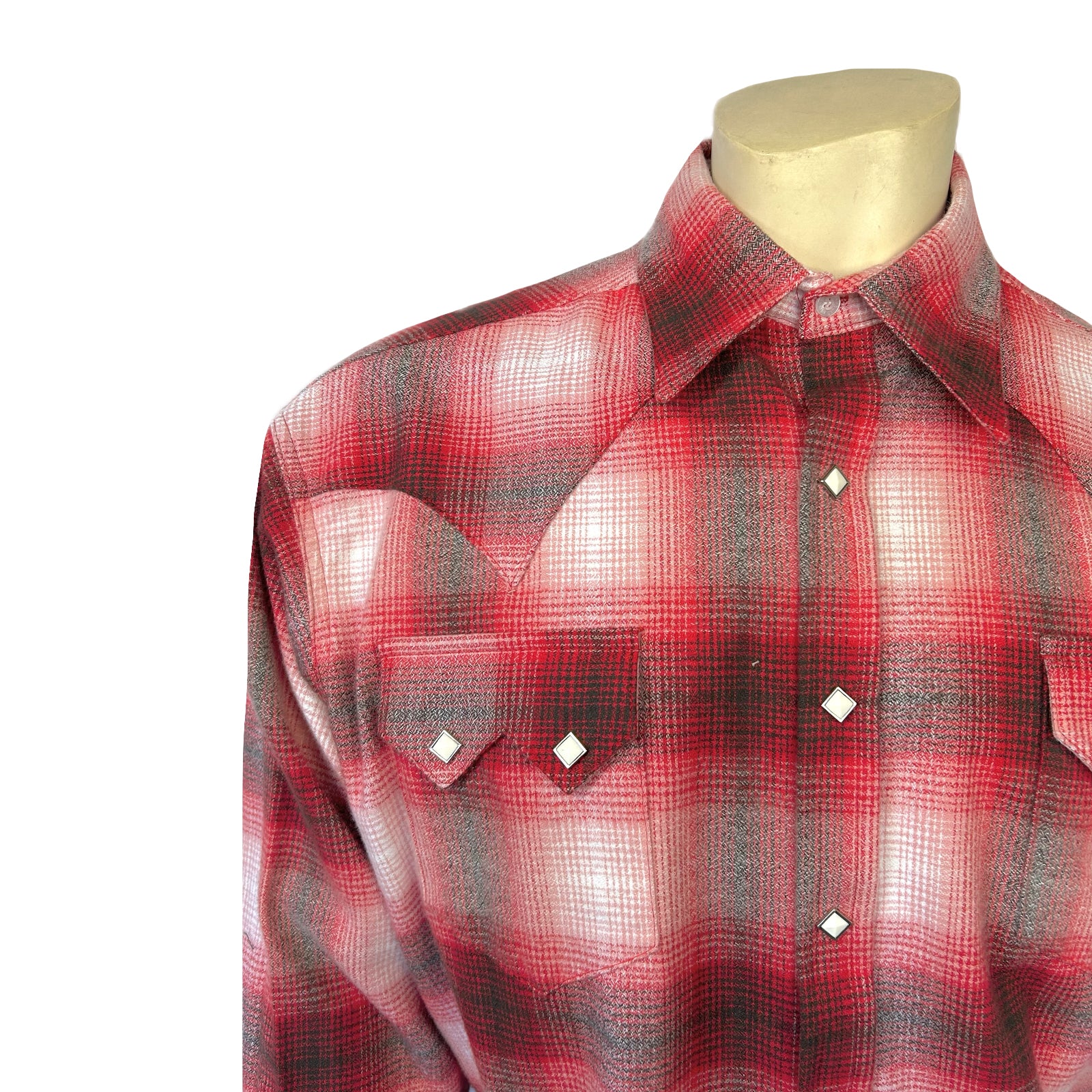 Men's Plush Flannel Red & Grey Plaid Western Shirt