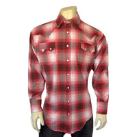 Men's Plush Flannel Red & Grey Plaid Western Shirt