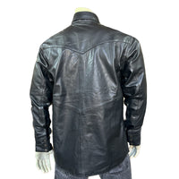 Men's Charcoal Calf Skin Leather Western Shirt
