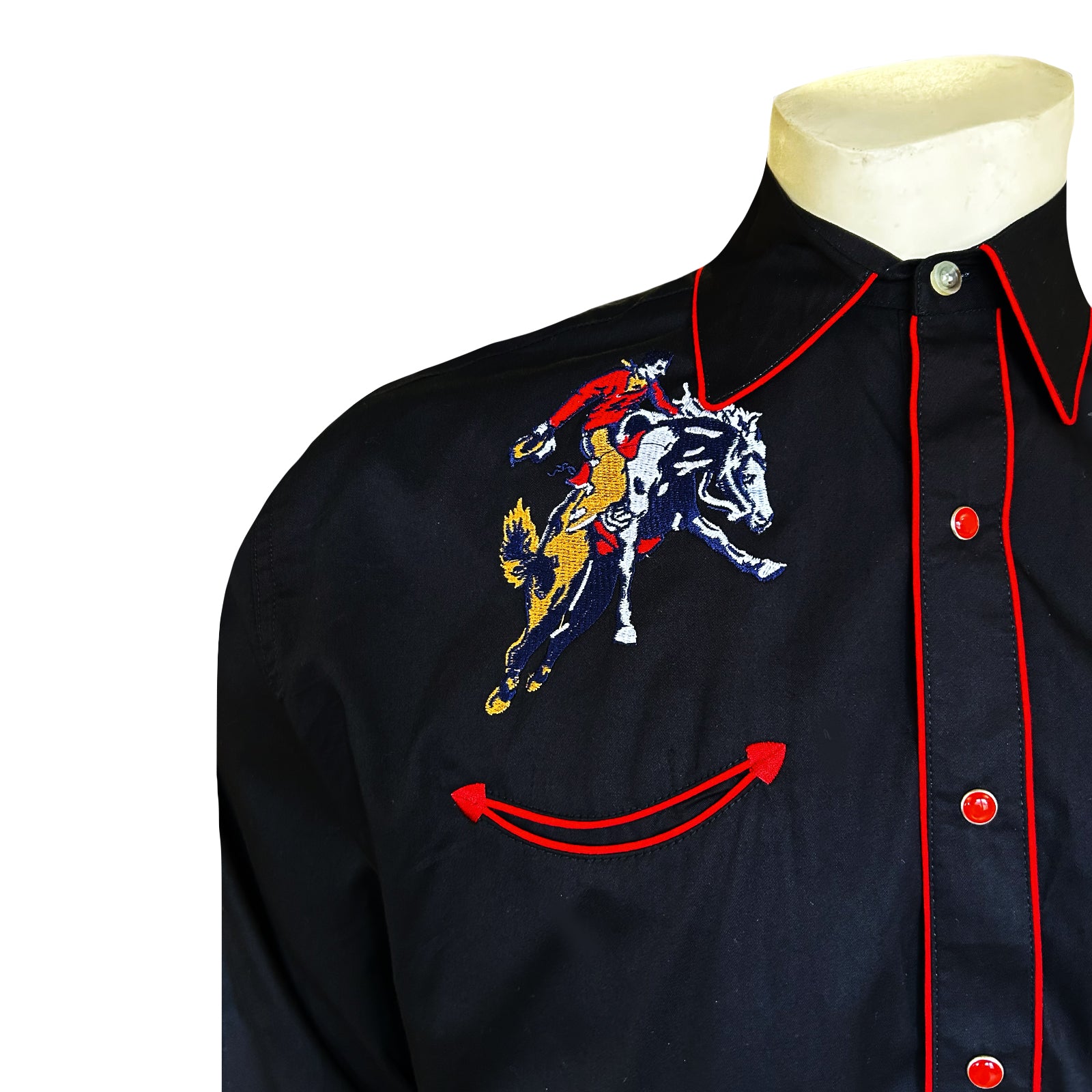 Men’s Rockmount Vintage Black Bronc Embroidered Western Shirt