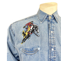 Men’s Rockmount Vintage Denim Bronc Embroidered Western Shirt