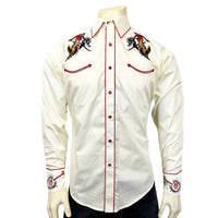 Men’s Rockmount Vintage Ivory Bronc Embroidered Western Shirt