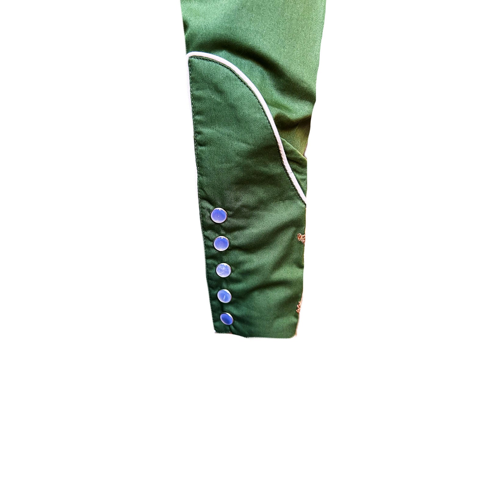 Men’s Vintage Green Steer Skull & Arrow Chain Stitch Embroidered Western Shirt