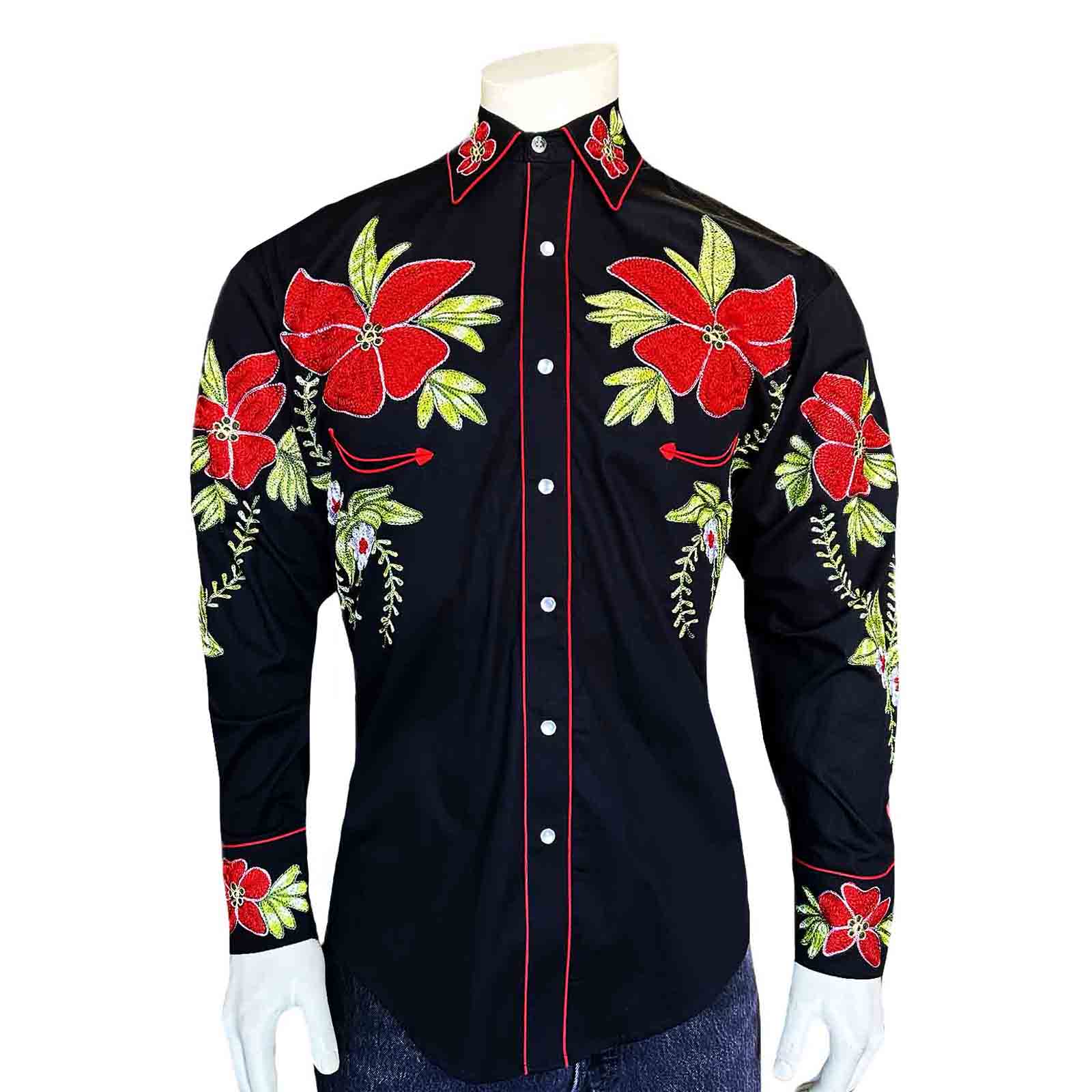 Rockmount Men's Hawaiian Hibiscus Cotton Gabardine Western Shirt