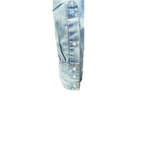 Men's Vintage 2-Tone Denim & Native Pattern Embroidered Western Shirt