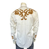 Men's Vintage Chamois & Embroidery Western Shirt in Ivory