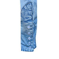Men's Vintage 2-Tone Denim & Steer Skull Embroidered Western Shirt