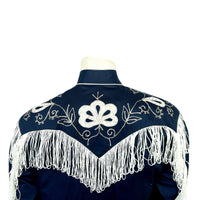 Men's Vintage Fringe Navy Embroidered Western Shirt