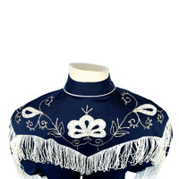 Men's Vintage Fringe Navy Embroidered Western Shirt