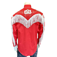 Men's Vintage Red Fringe Embroidered Western Shirt
