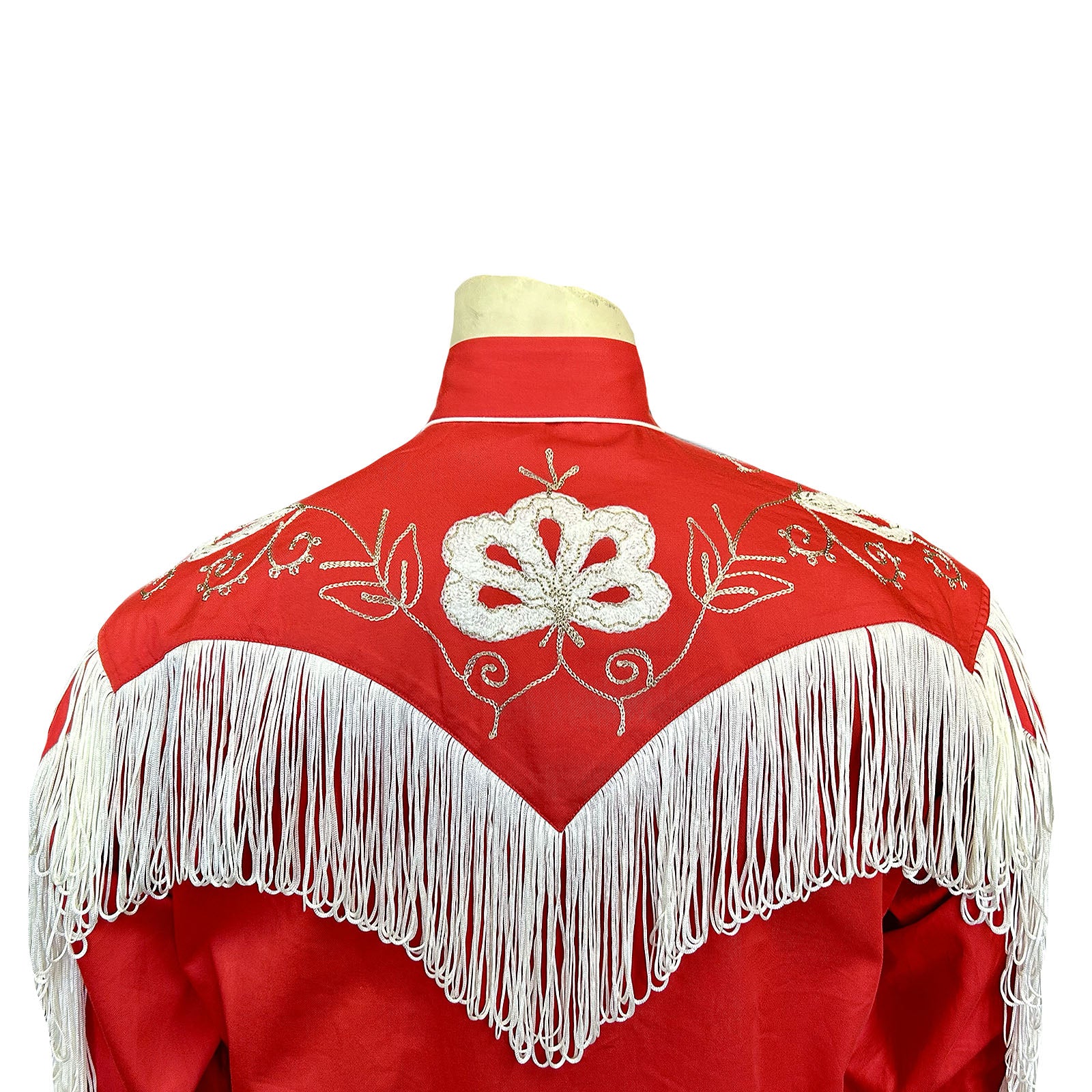 Men's Vintage Red Fringe Embroidered Western Shirt