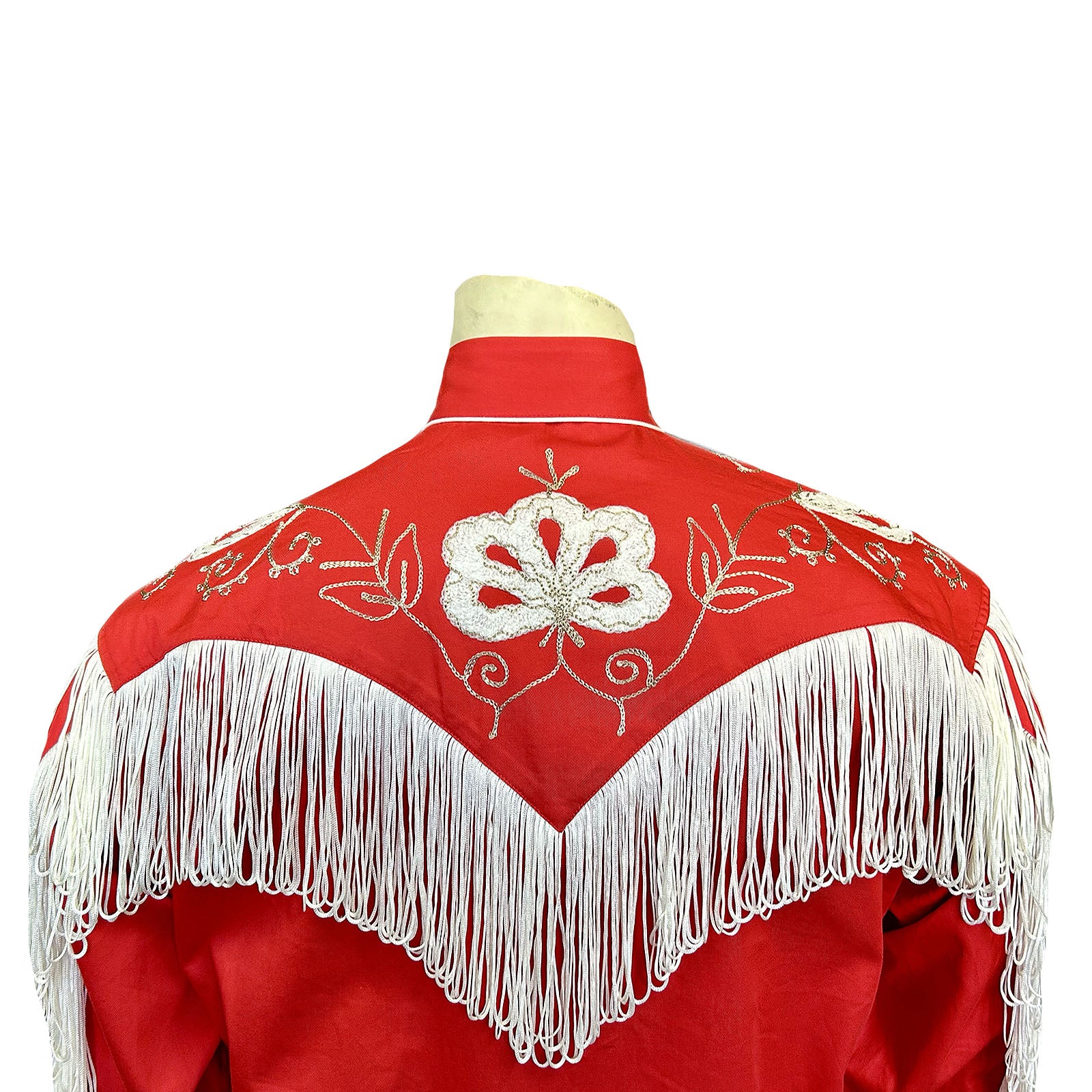 Men's Vintage Fringe Red Embroidered Western Shirt