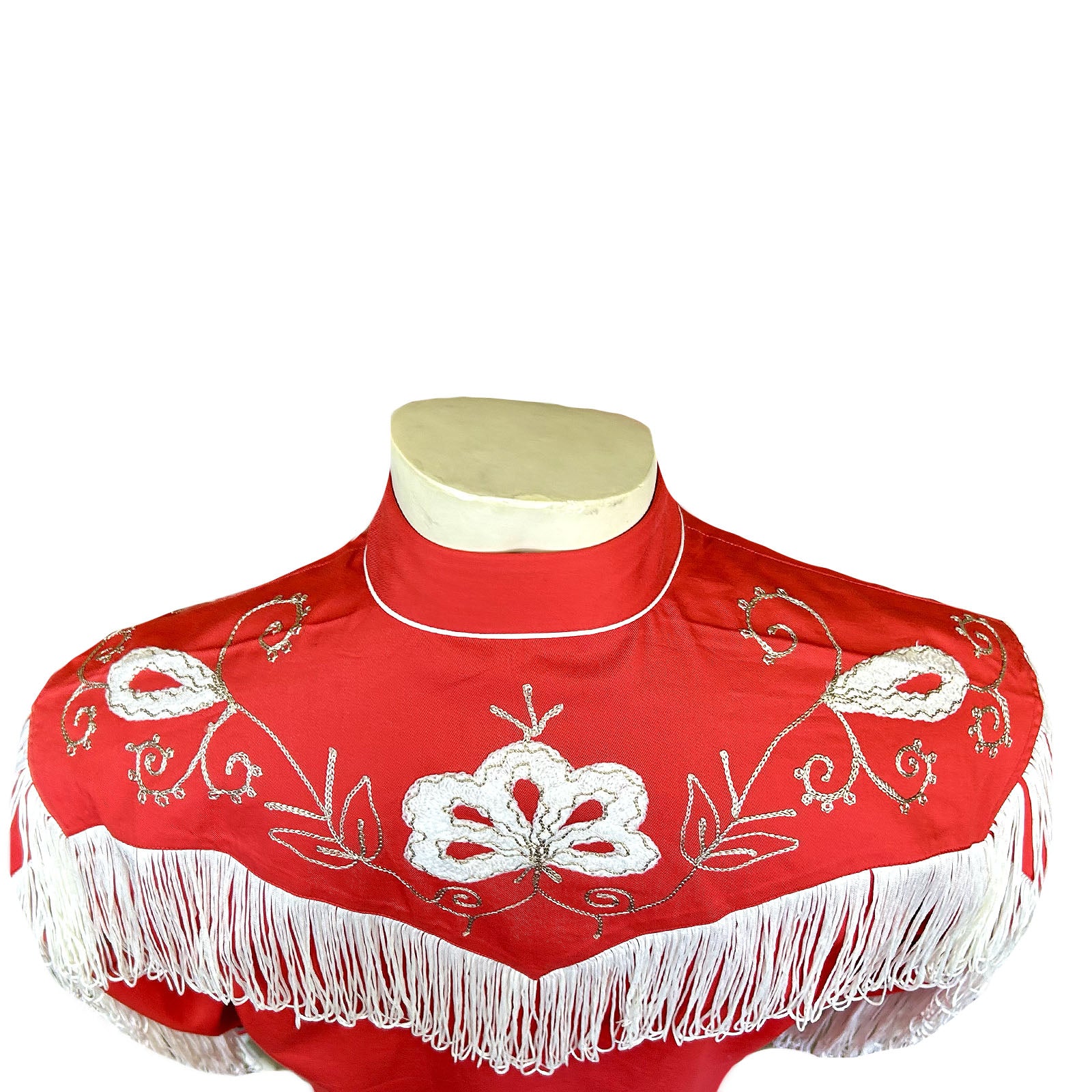 Men's Vintage Red Fringe Embroidered Western Shirt
