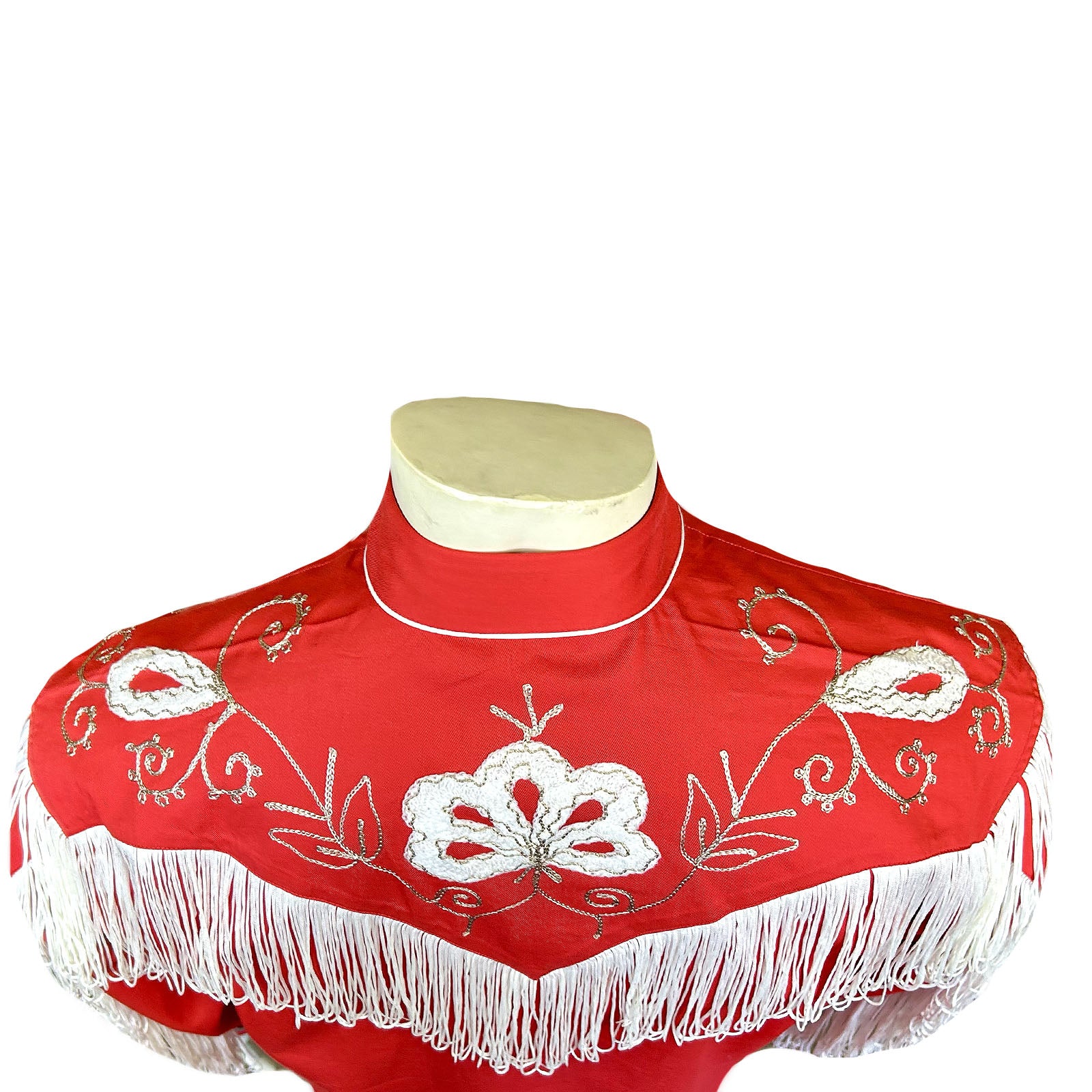 Men's Vintage Fringe Red Embroidered Western Shirt