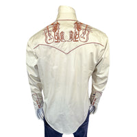 Men’s Khaki Guitar, Boot & Hat Embroidered Western Shirt