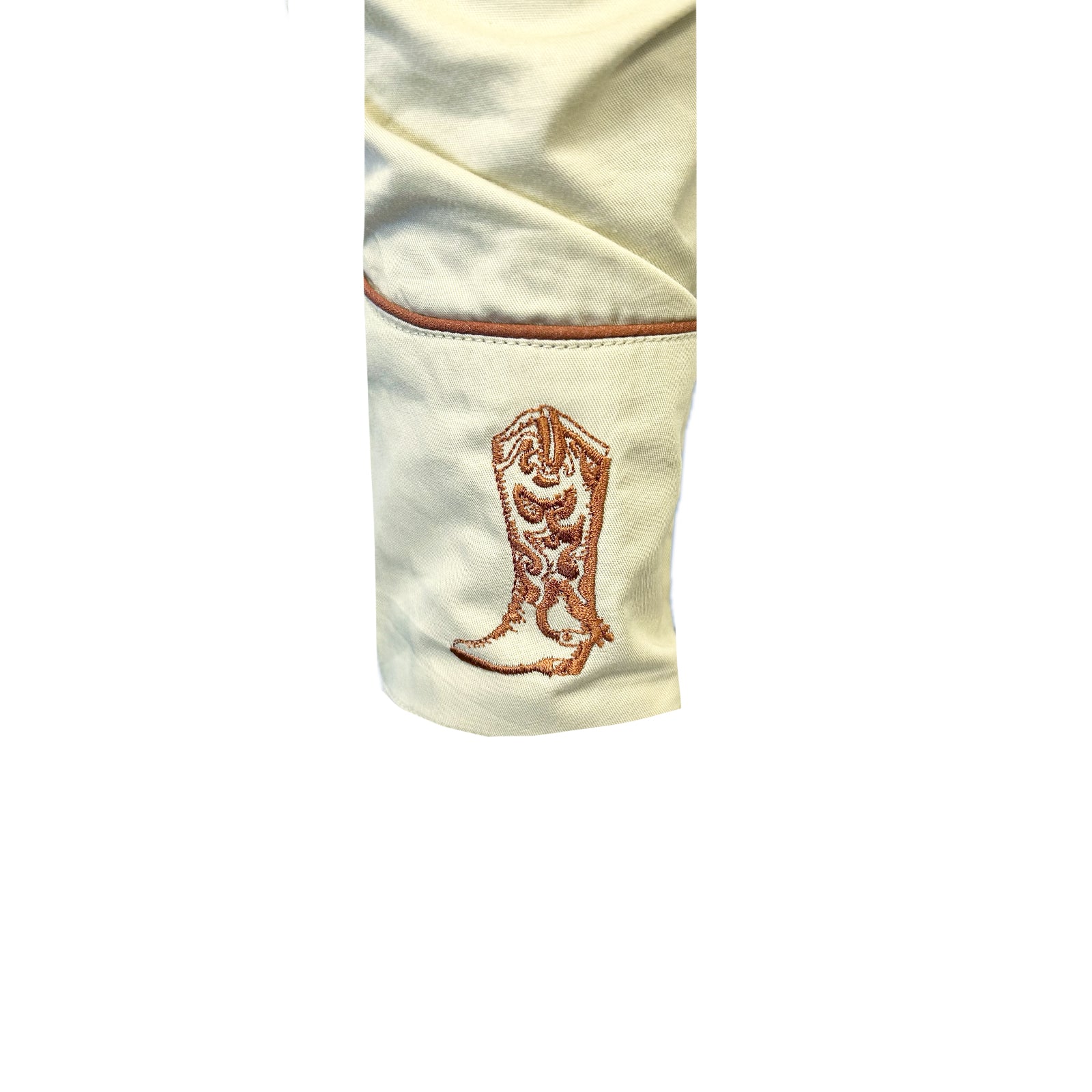 Men’s Khaki Guitar, Boot & Hat Embroidered Western Shirt