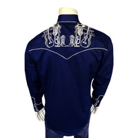 Men’s Navy Guitar, Boot & Hat Embroidered Western Shirt