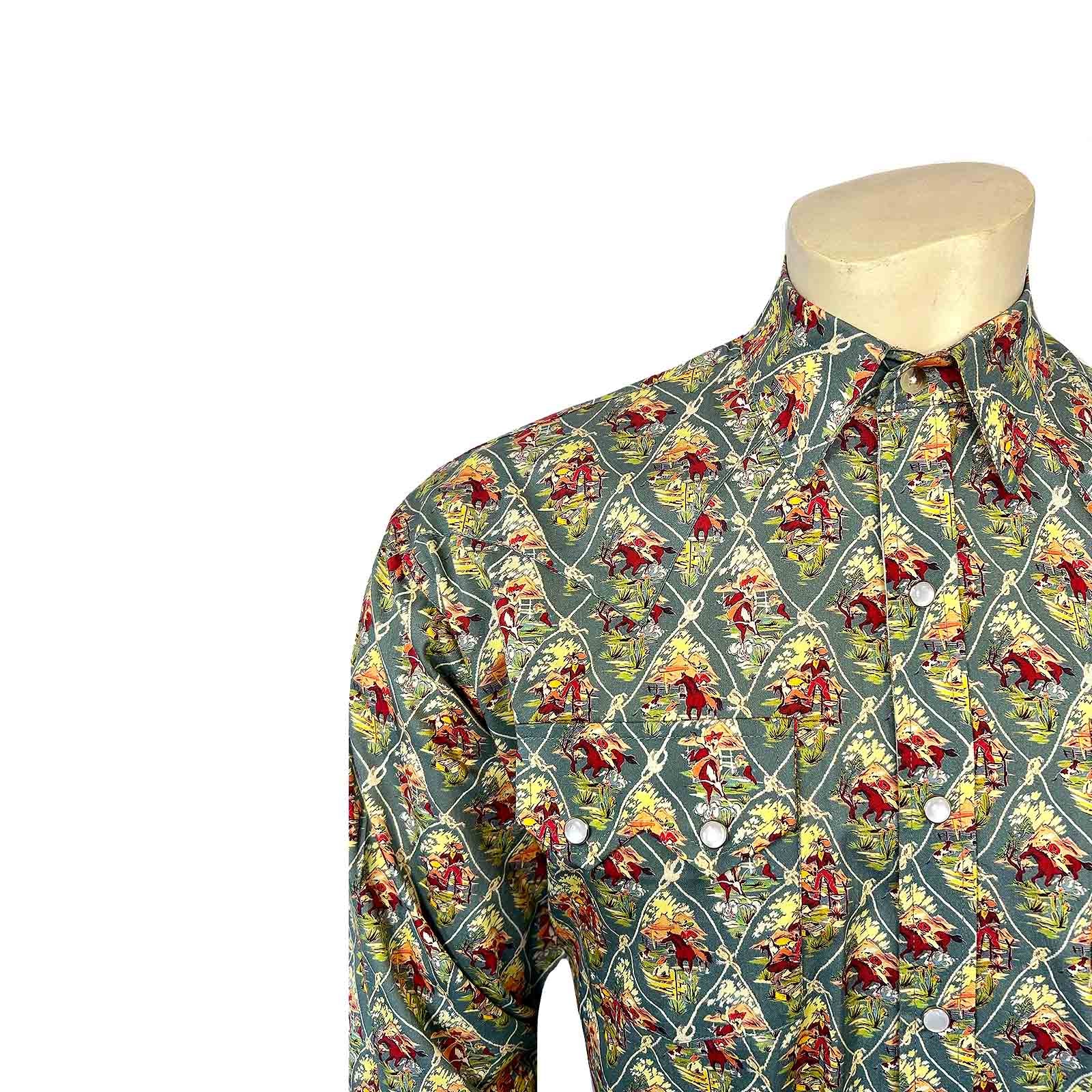 Men’s Riders Blue Print Western Shirt
