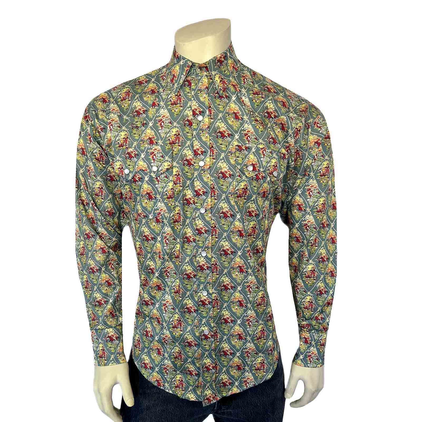 Men’s Riders Blue Print Western Shirt