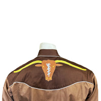 Men's Embroidered 2-Tone Steer Western Shirt in Brown