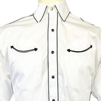 Men's Signature Solid White Western Shirt with Smile Pockets