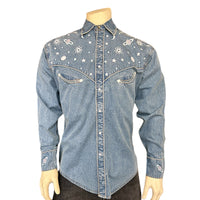 Men's Out of This World Embroidered Denim Western Shirt