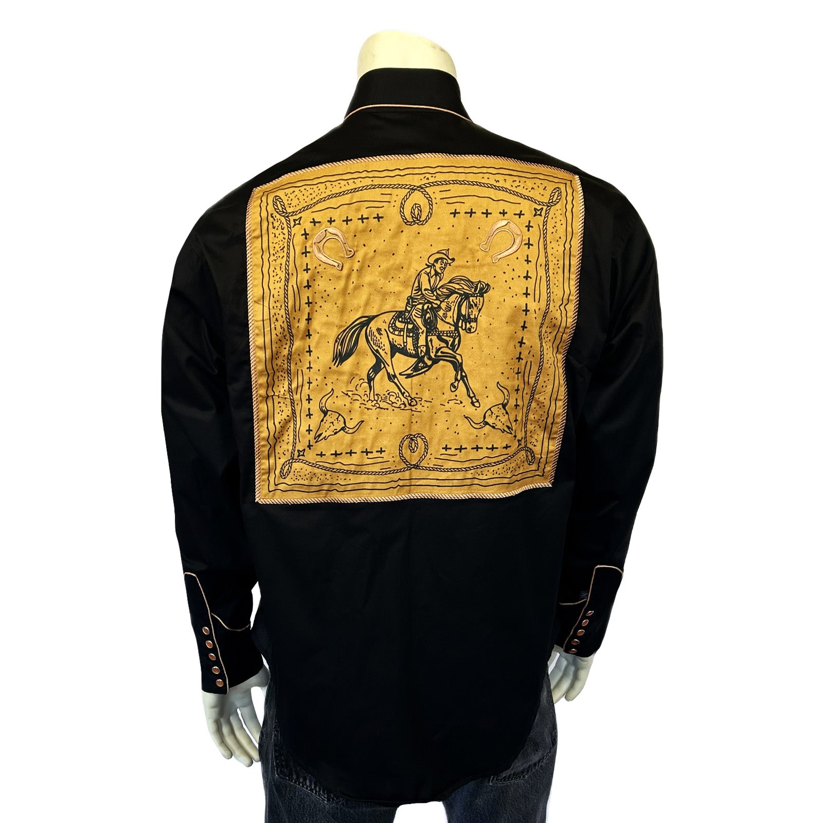 Men's Black Embroidery & Applique Western Shirt