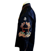 Men's Black Cactus & Cowboy Boots Embroidered Western Shirt