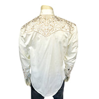 Men's Vintage Ivory-on-Ivory Tooling Embroidered Western Shirt