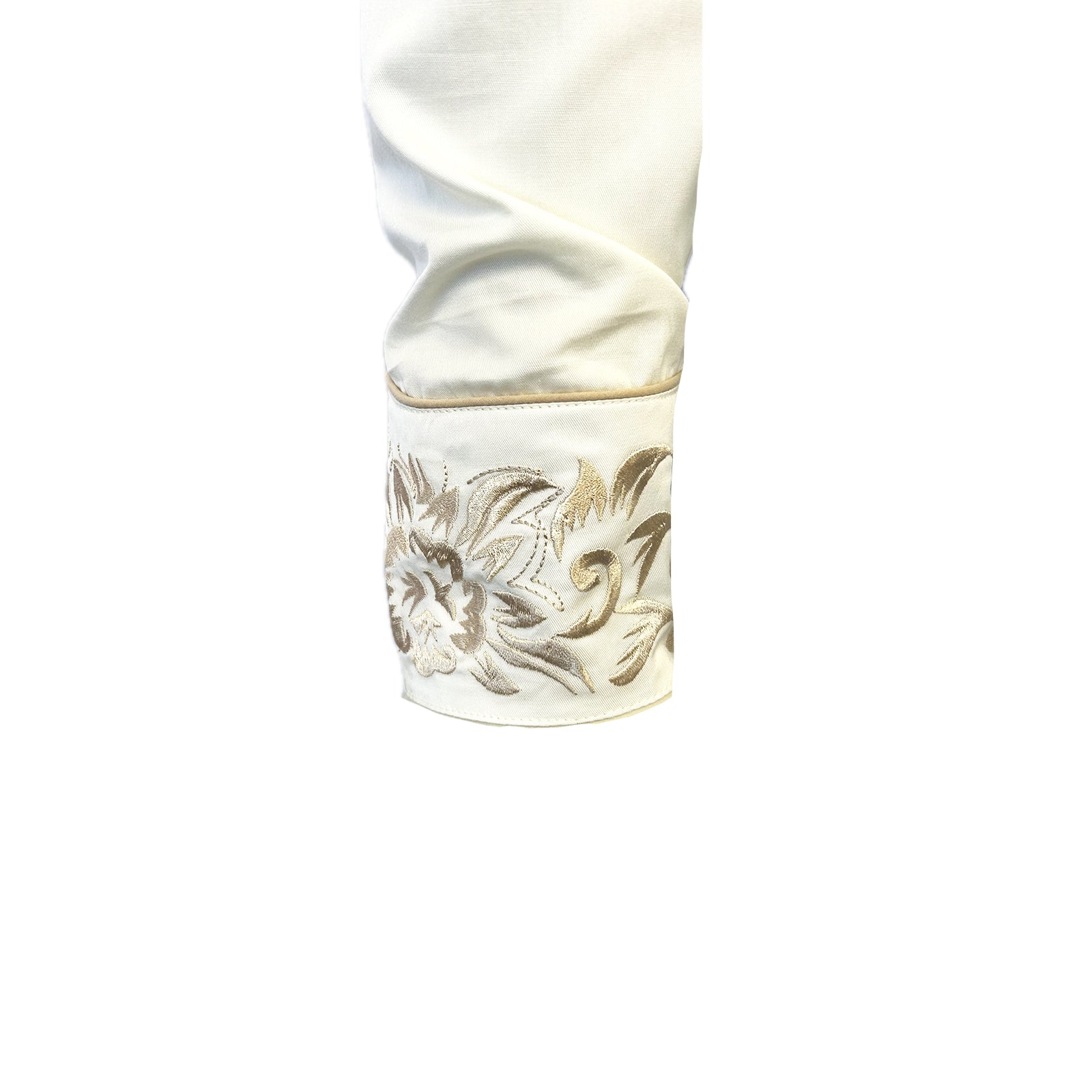 Men's Vintage Ivory-on-Ivory Tooling Embroidered Western Shirt