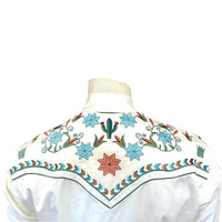 Men’s Ivory Agave Cactus Floral Embroidered Western Shirt