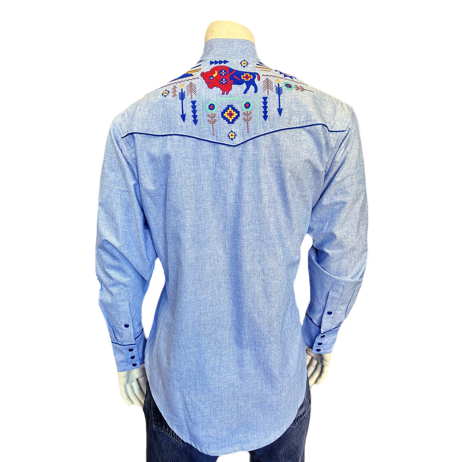 Men’s American Bison Chambray Embroidered Western Shirt