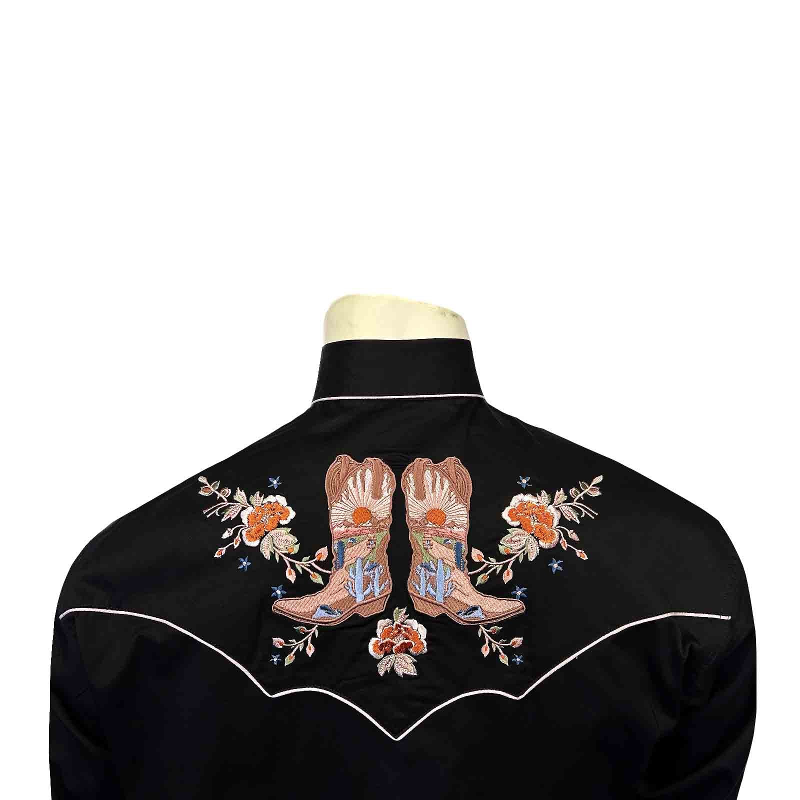 Men’s Black Sunrise Boot & Floral Embroidered Western Shirt