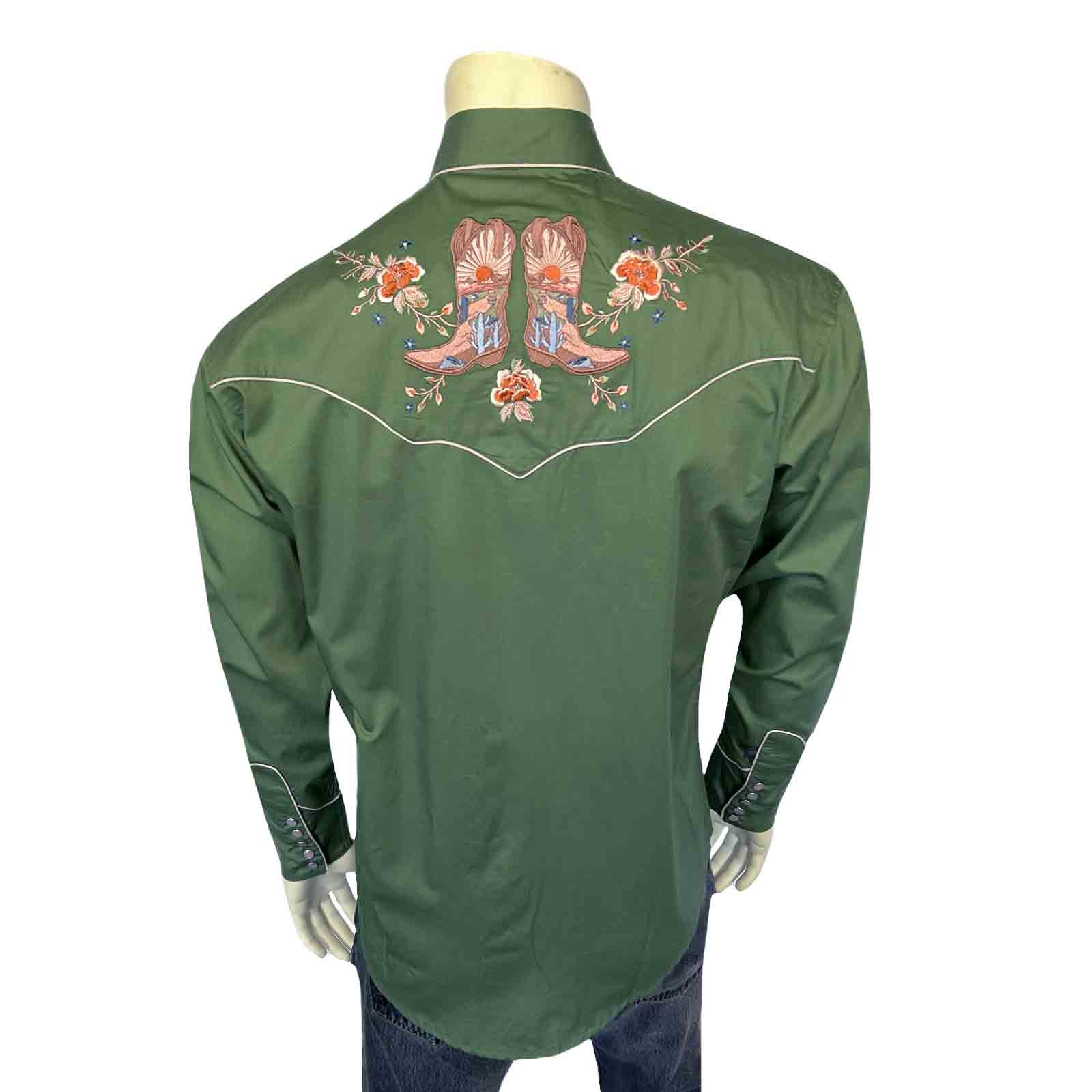 Men’s Green Sunrise Boot & Floral Embroidered Western Shirt