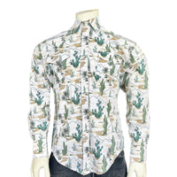 Men's Vintage Desert Cactus Print Western Shirt
