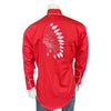 Men's Gabardine Warbonnet Embroidery Western Shirt in Red