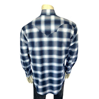 Men's Blue & White Shadow Plaid Western Shirt